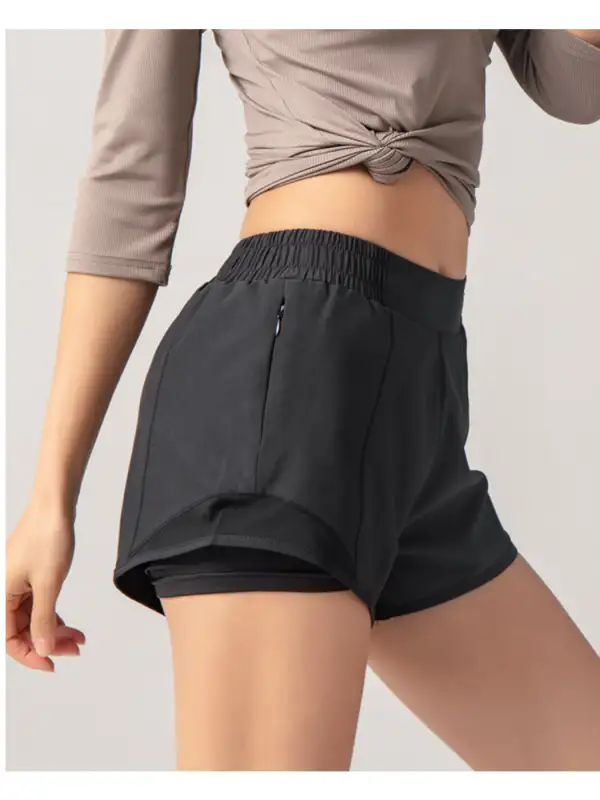 Elastic-Waist Pocketed Lightweight Stretch Running Shorts