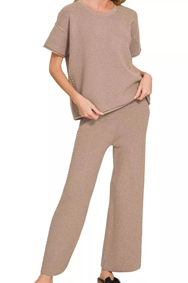 Viscose Round Neck Top & Pants Set