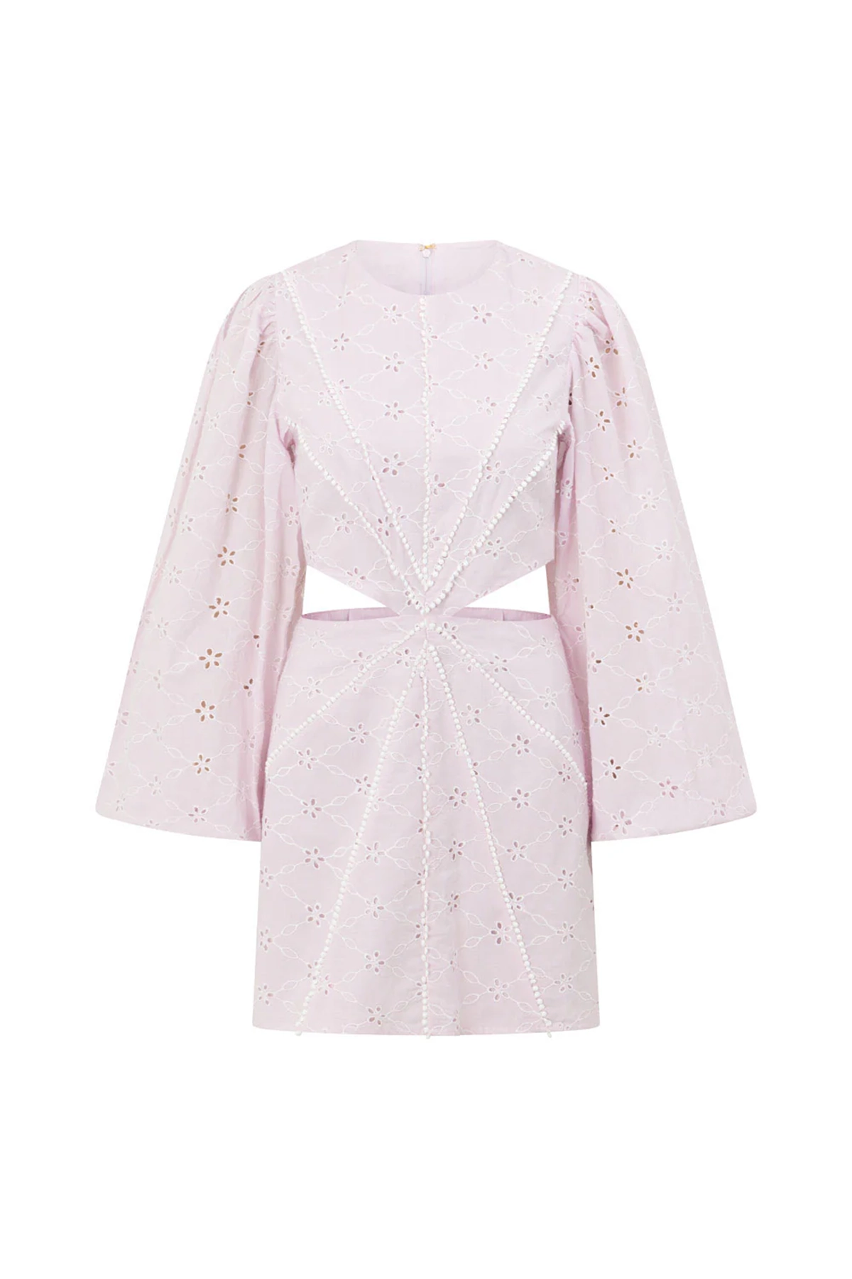 Puff Sleeve Eyelet Cut Out Mini Dress