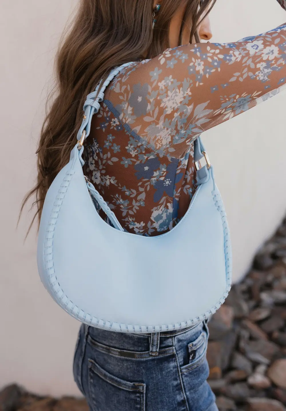 Adjustable Crescent Whipstitch Shoulder Bag