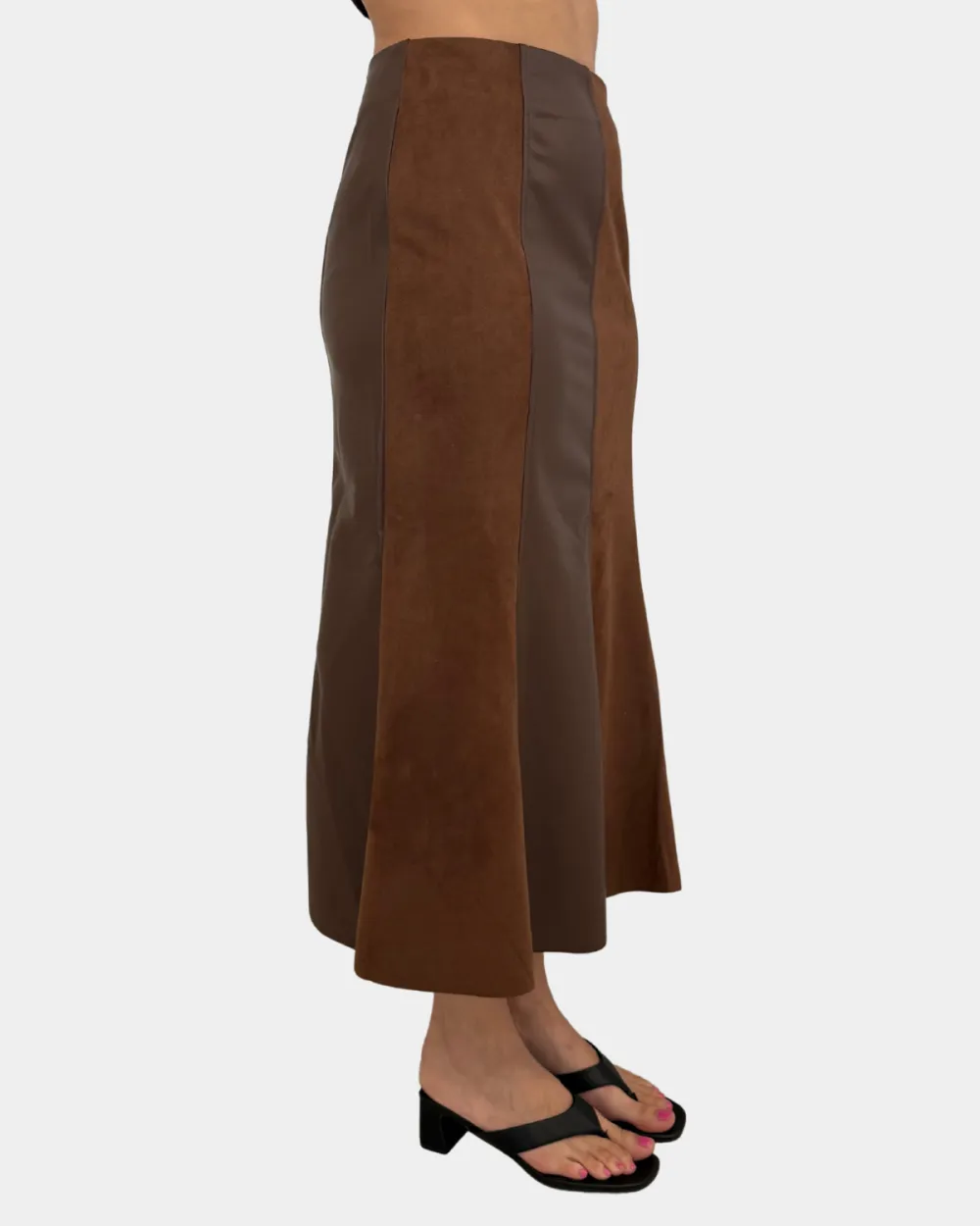 Suede & Leather Panel Skirt