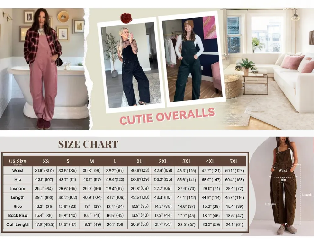 Women Barrel Wide Leg Bib Corduroy Pants