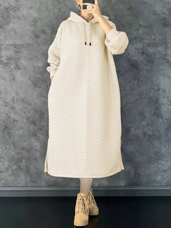 Knit Slit Hooded Sweater Dress