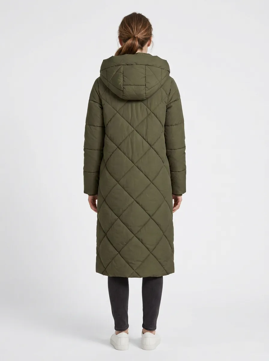 Timeless Quilted Long Hooded Coat