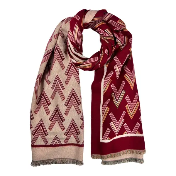 Reversible Arrow Print Fringed Scarf