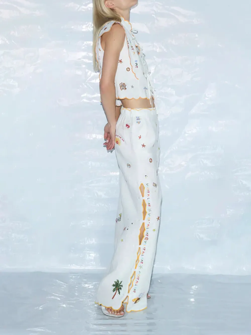 Casual Style All Day Scallop Edge Pants