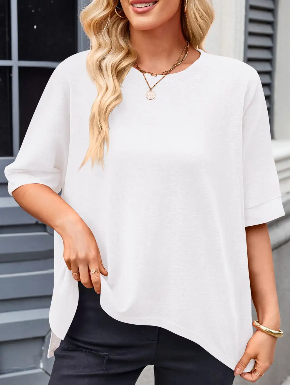 Oversized Knit Crew Neck Tee