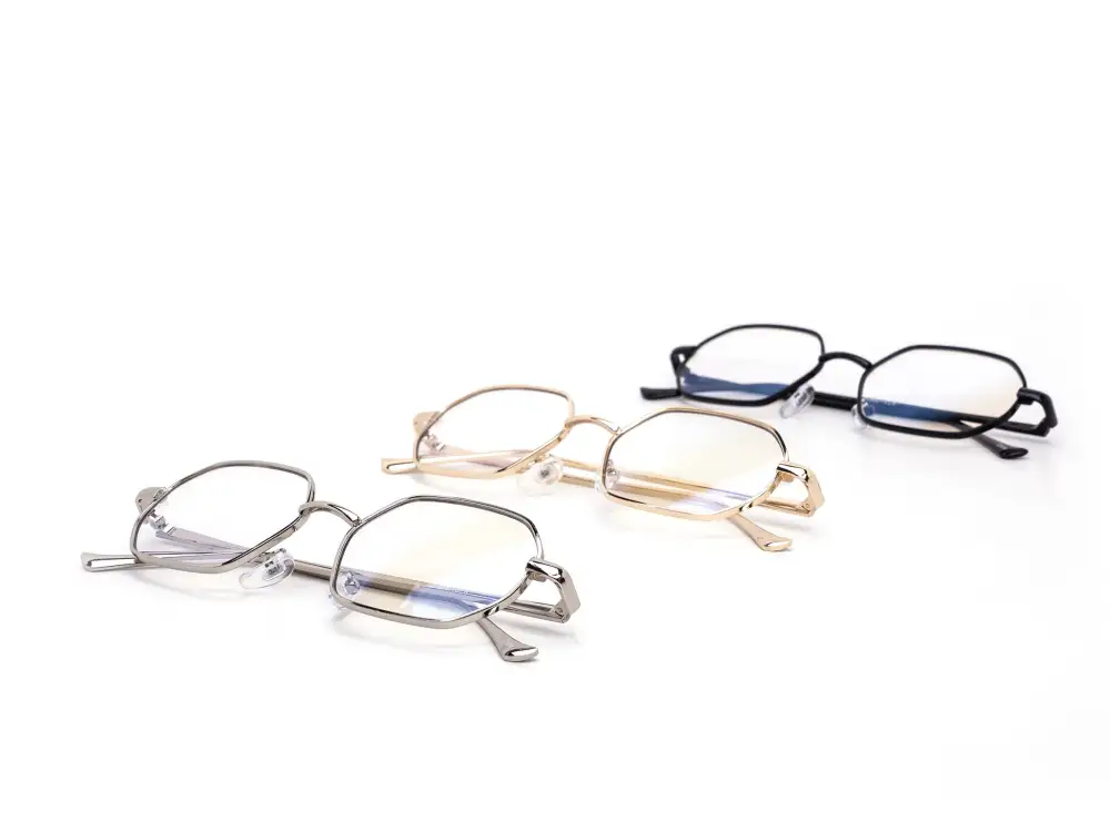 12-Pack Slim Metal Hexagon Blue Light Glasses