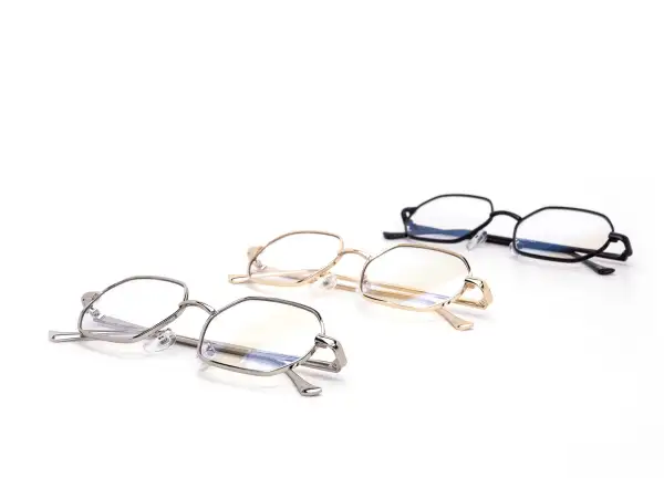 12-Pack Slim Metal Hexagon Blue Light Glasses