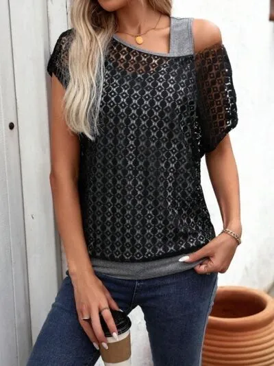 Everyday Short-Sleeve Lace-Detail T-Shirt