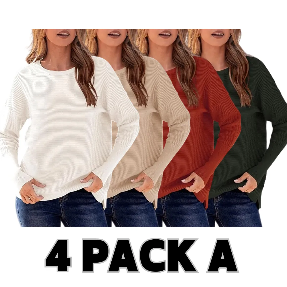 Women's Basic Long Sleeve Sweater | Solid Color Oversized Pullover