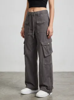 Lifestyle Embroidered Detail Multi Pocket Silhouette Women's Multi Pocket Cargo Pants
