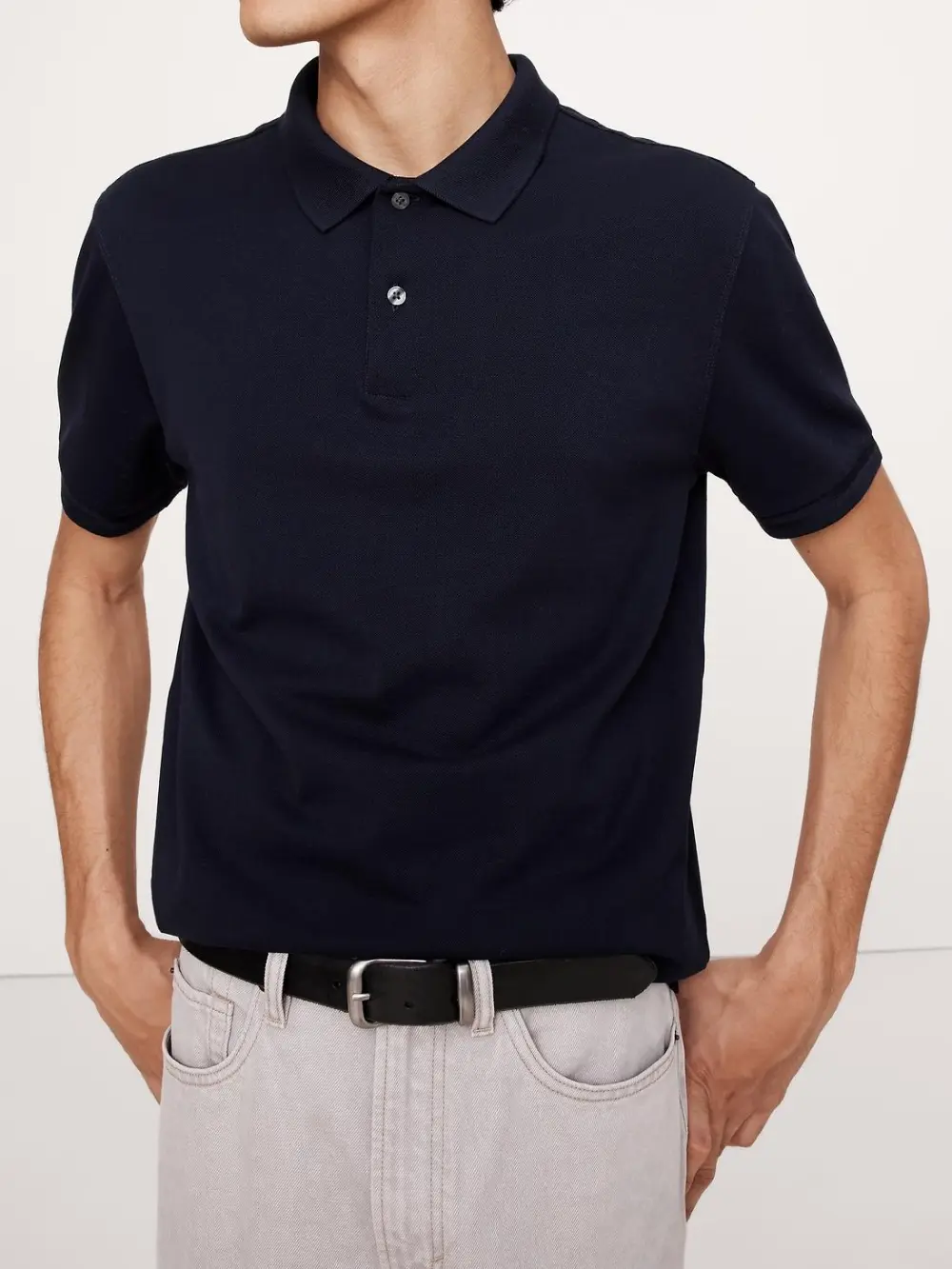 Men's Cotton Stylish Simple Navy Blue Polo Shirt