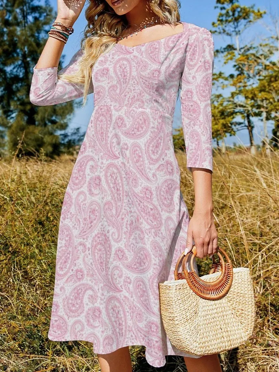 Pink Boho Print Dress