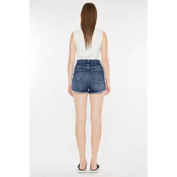 Raw Hem Button Fly Denim Shorts