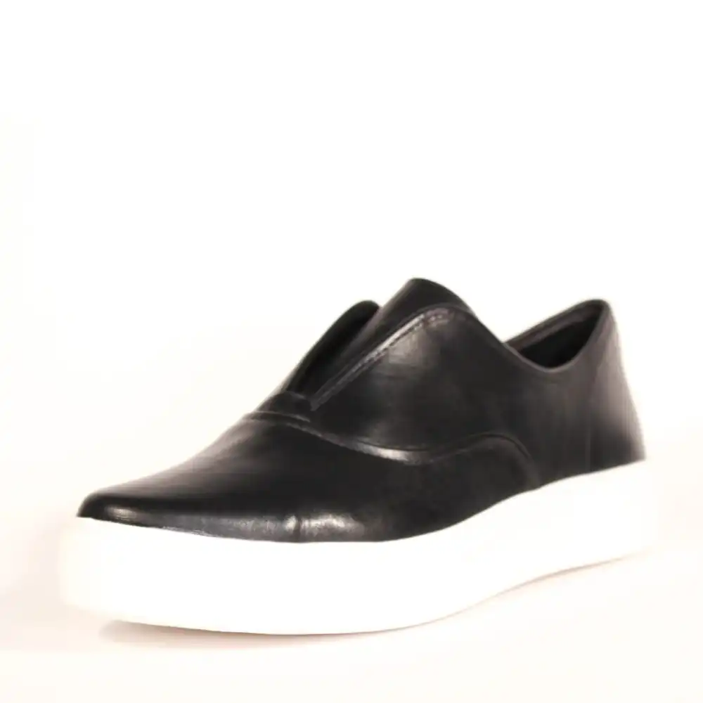 Laceless Leather Platform Sneakers