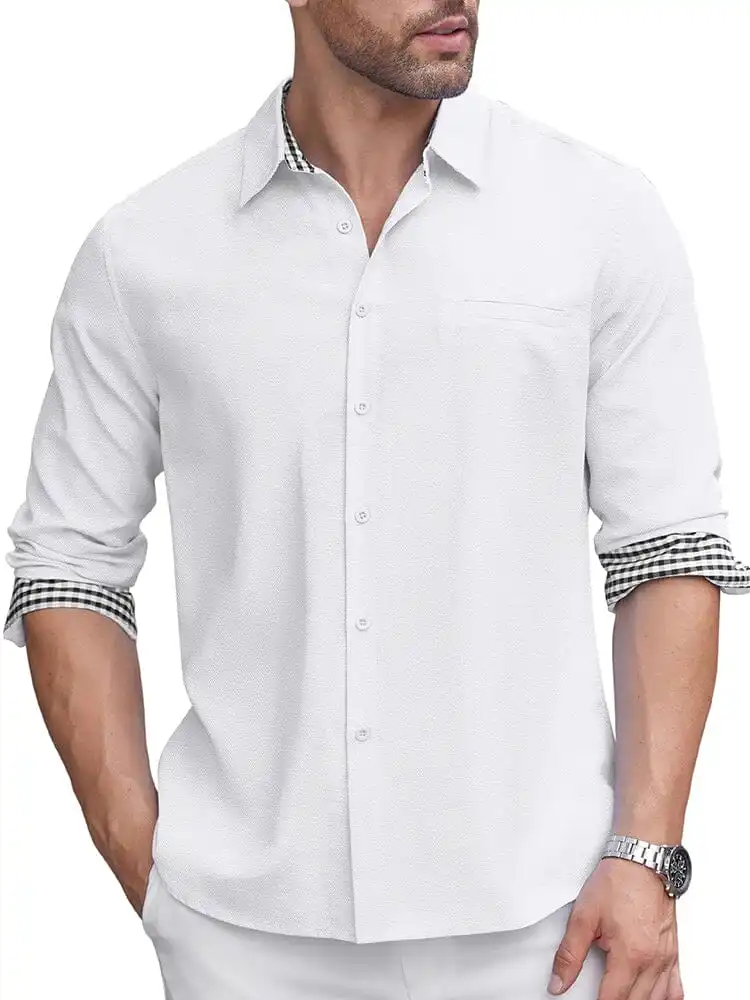 Classic Casual Plaid Splicing Shirt