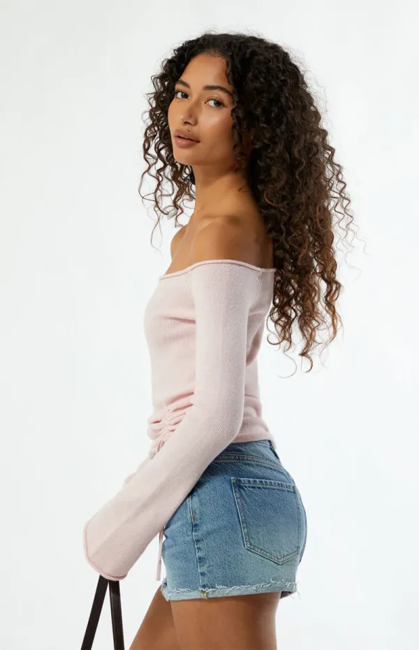 LA Hearts Carrie Cinched Off-The-Shoulder Sweater