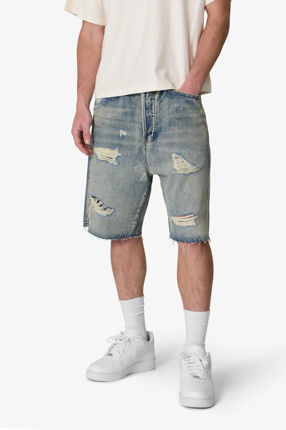 Baggy Frayed Denim Shorts