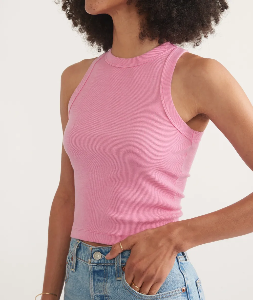 Pastel Pink Ribbed Sleeveless Tank