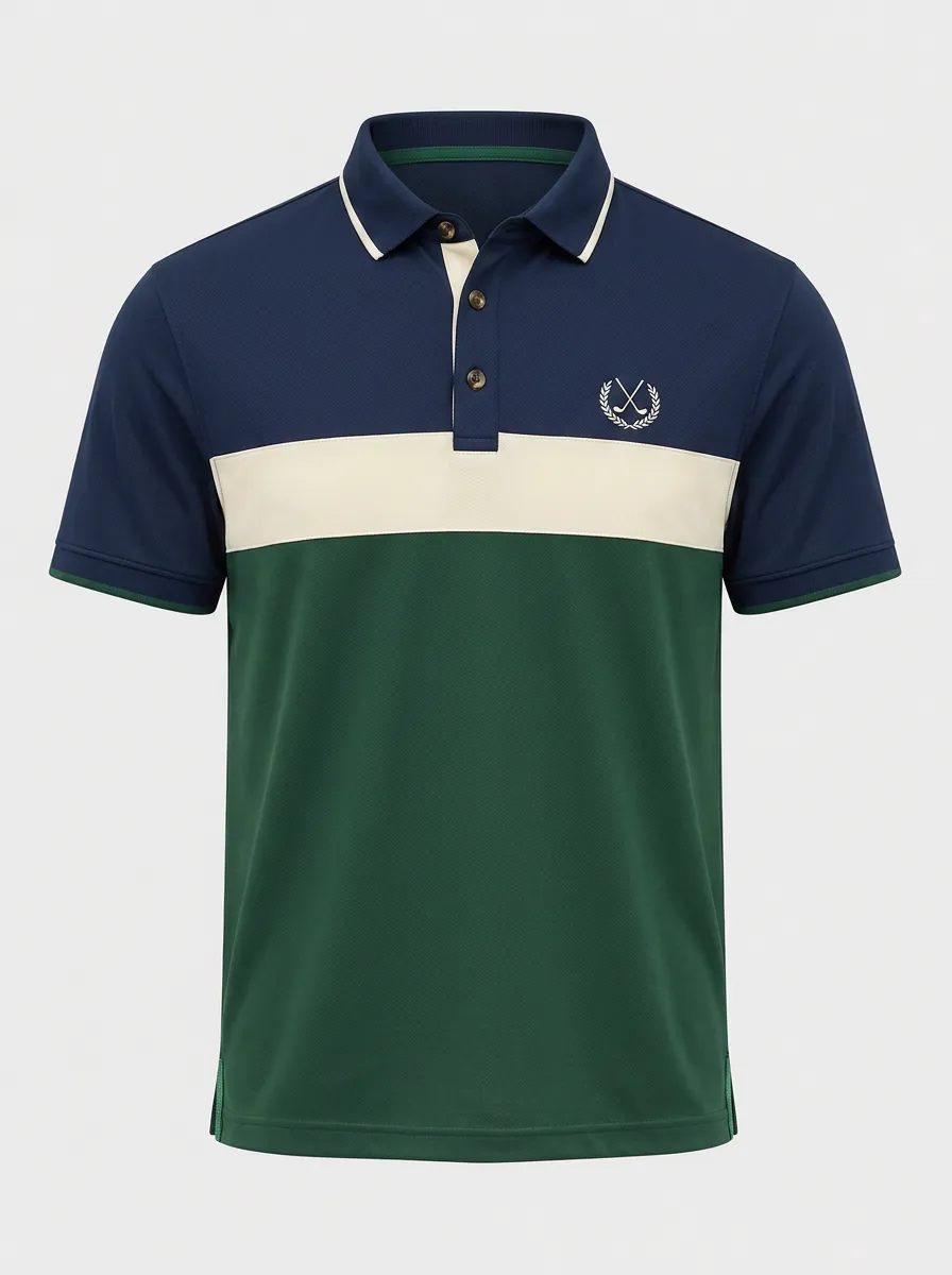 Men's Golf Sport Lover Crossed Clubs Wreath Printed Polo Shirt