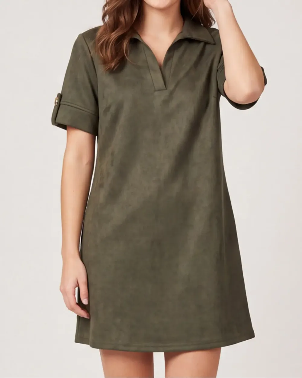 Collared Suede Mini Dress
