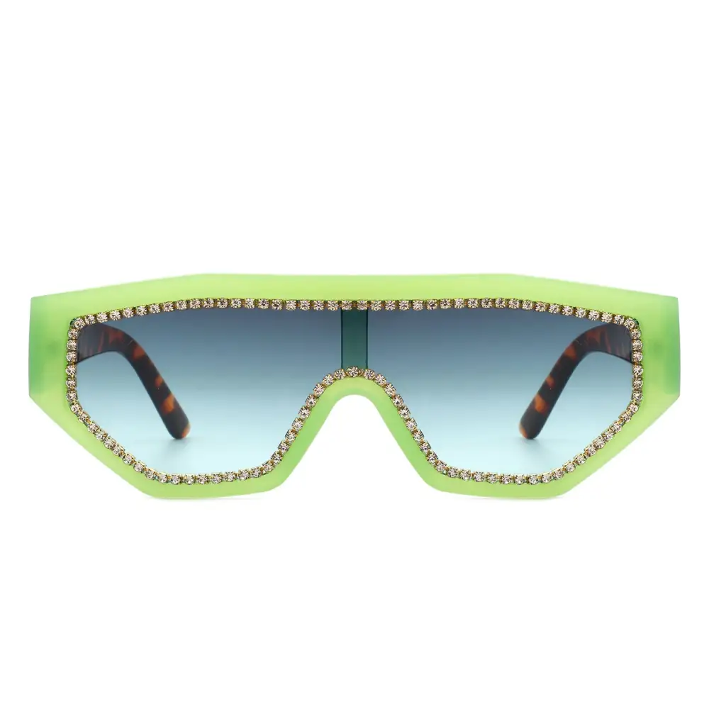 Glossy Square Geometric Frame Sunglasses