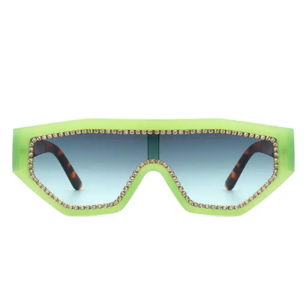 Glossy Square Geometric Frame Sunglasses