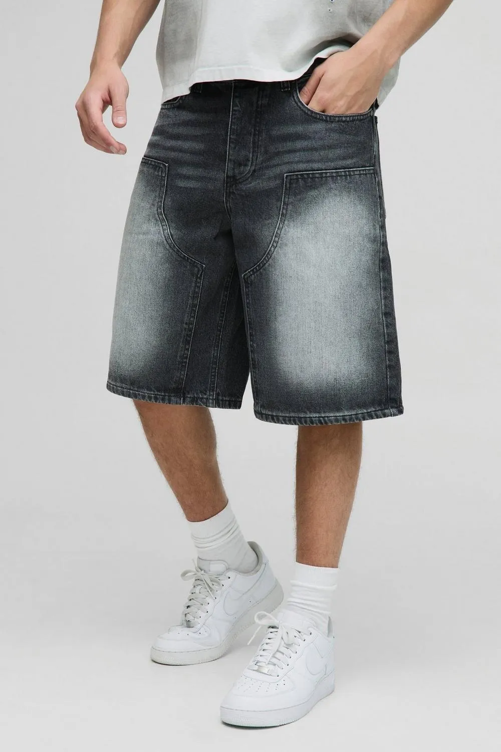 Regular Grey Washed Carpenter Denim Jorts