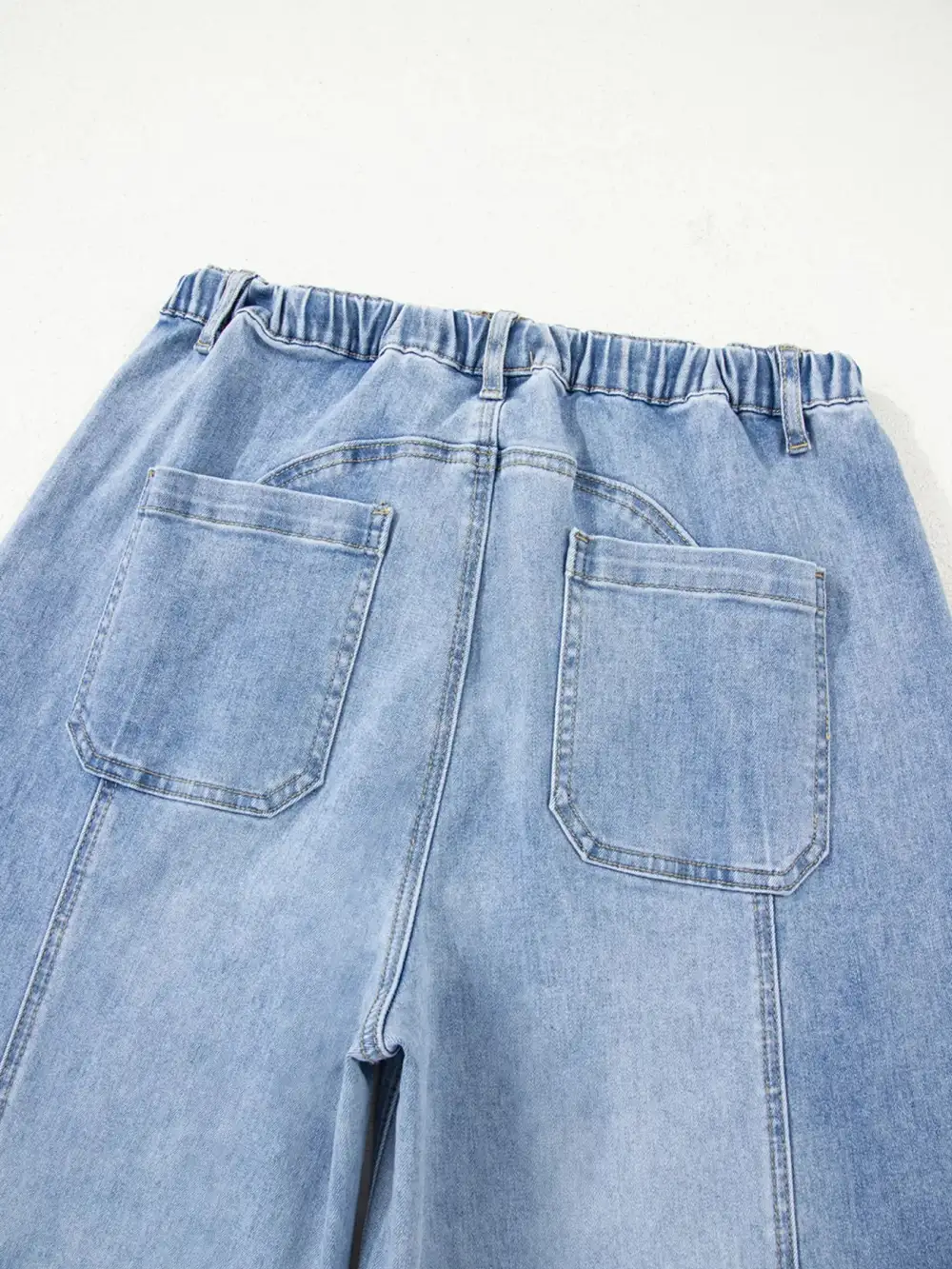 Drawstring Raw Hem Wide Leg Jeans
