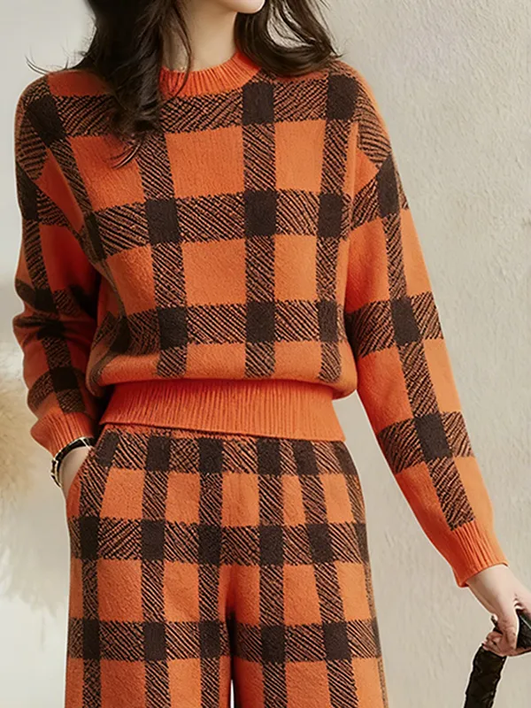 Plaid Mock Neck Long Sleeve Sweater