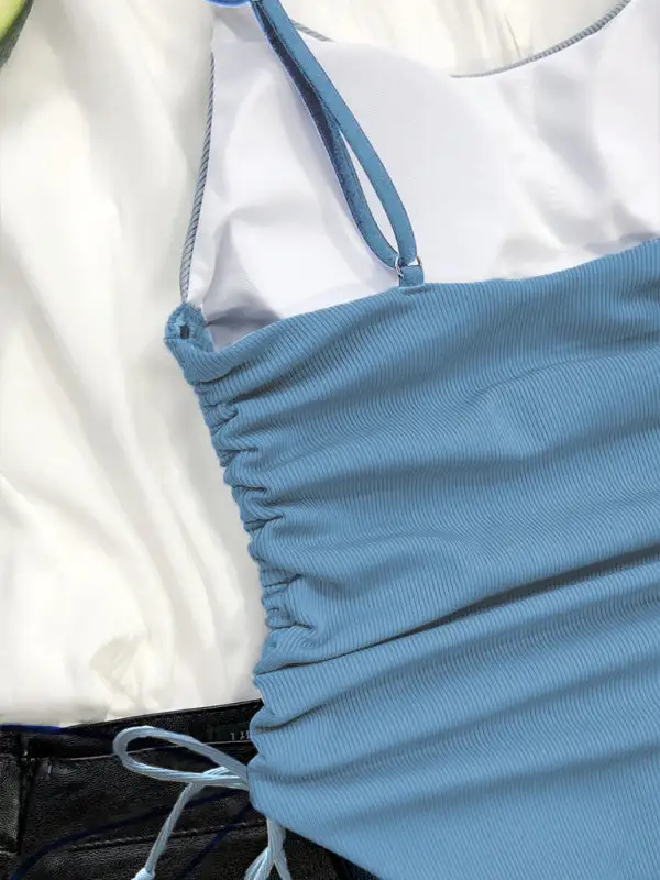 One Piece Drawstring Swimsuit