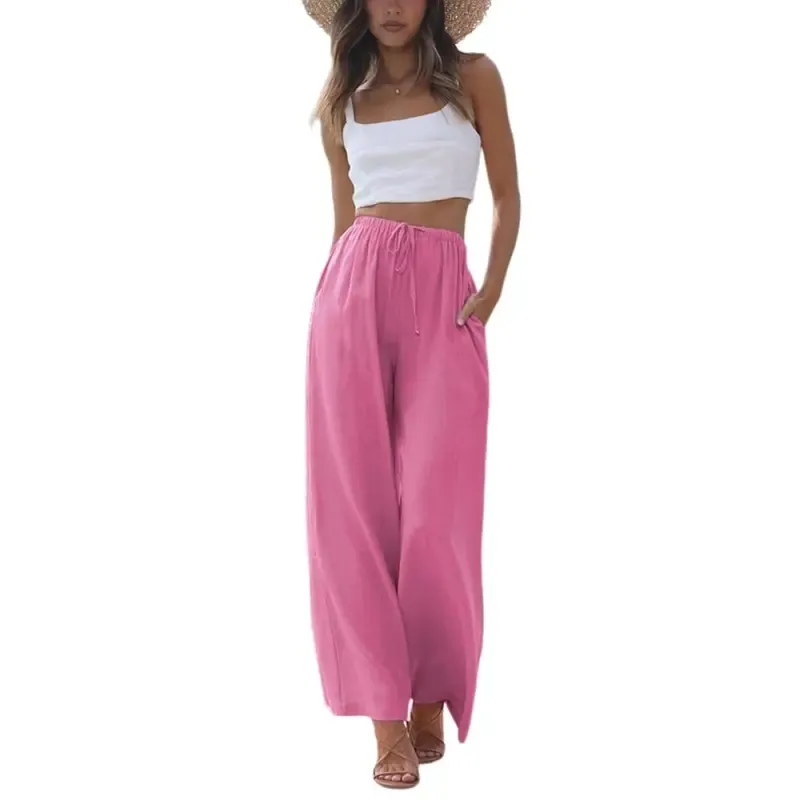 Women's Summer Cotton Linen Wide Leg Pants