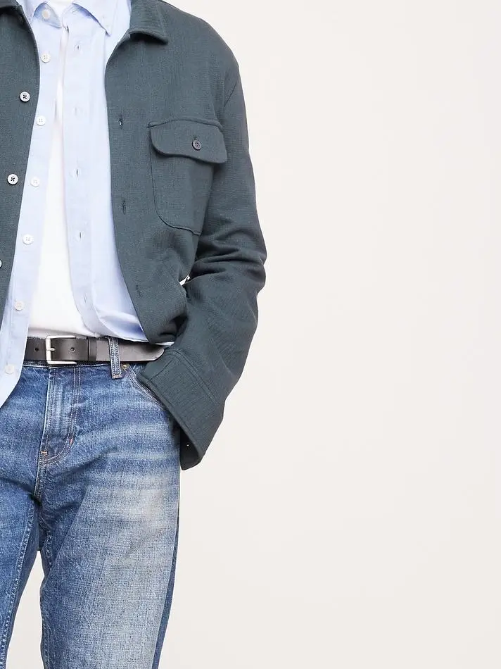 French Collegiate Blue Cotton Shirt Jacket