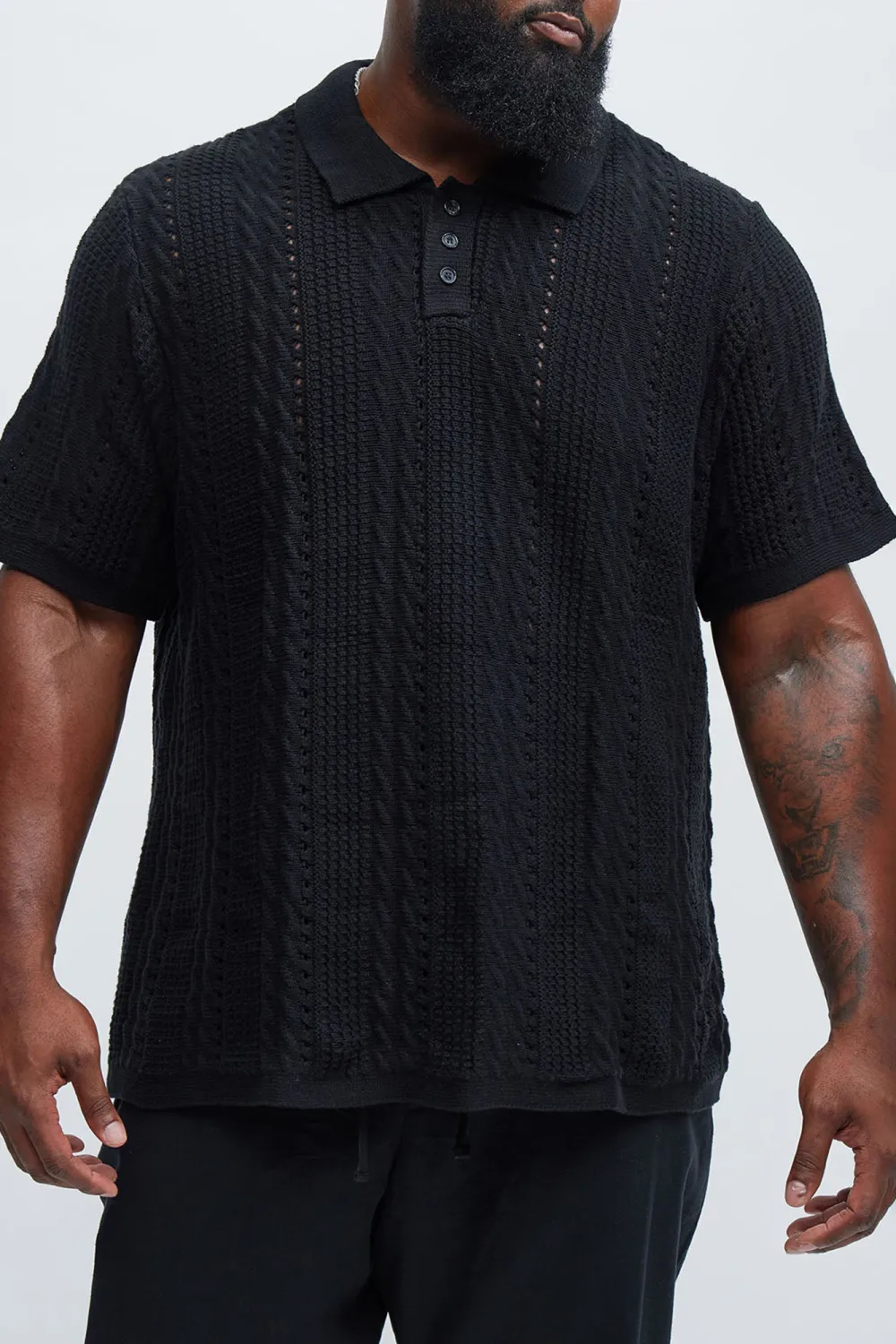 Boho Fold Down Collar Knitted Polo