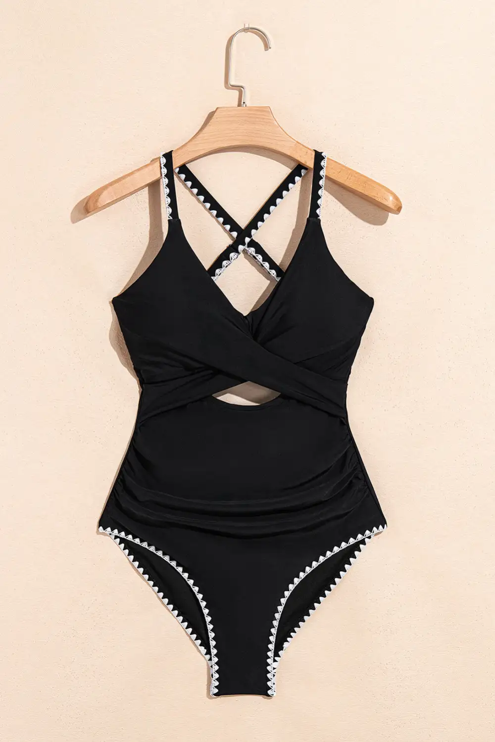 Ric Rac Trim Contrasted One Piece Swimsuit