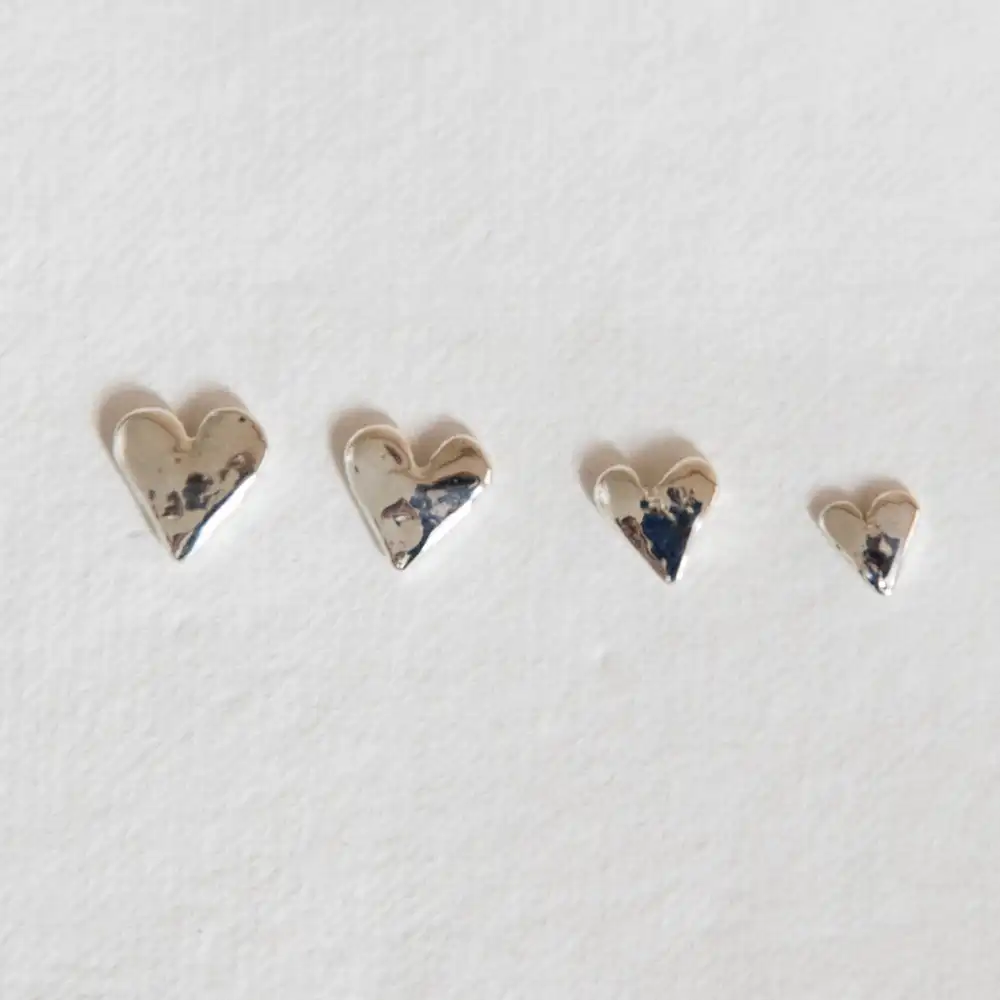 Hammered Heart Stud Earrings