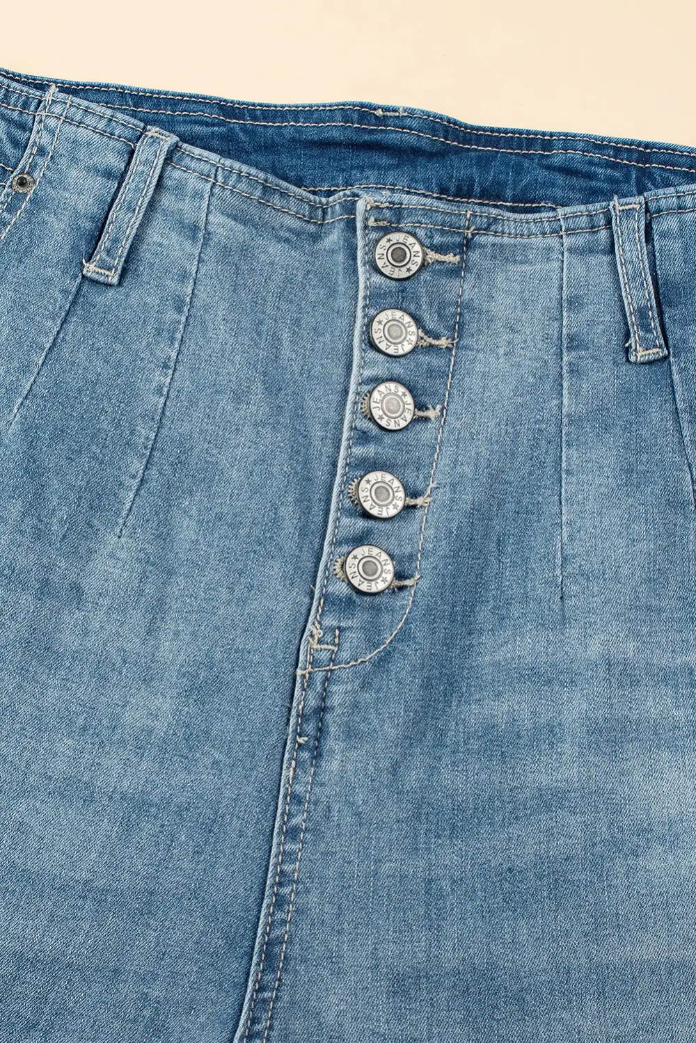 Straight Leg Button Denim Jeans
