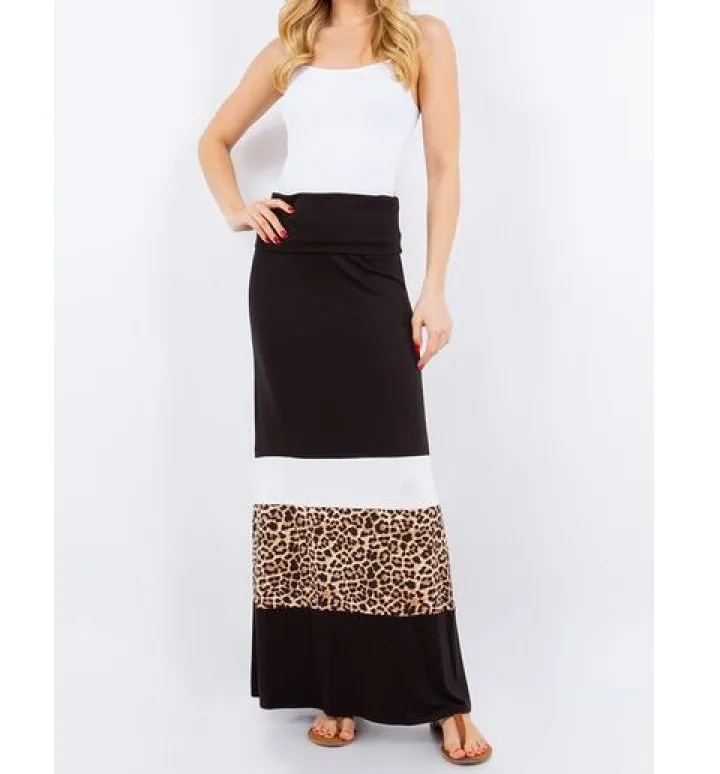 Full Size Leopard Block Tube Maxi Dress Plus Size