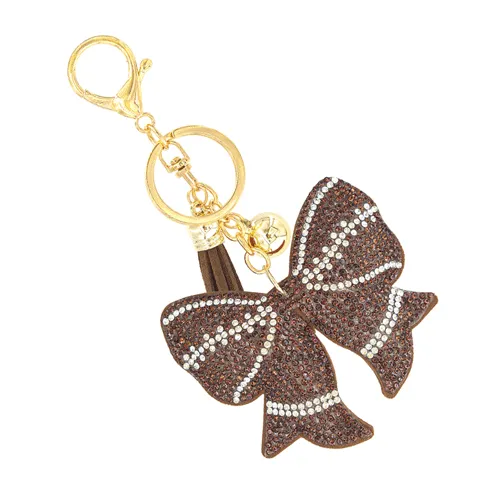 Football Ribbon Charm Keychain