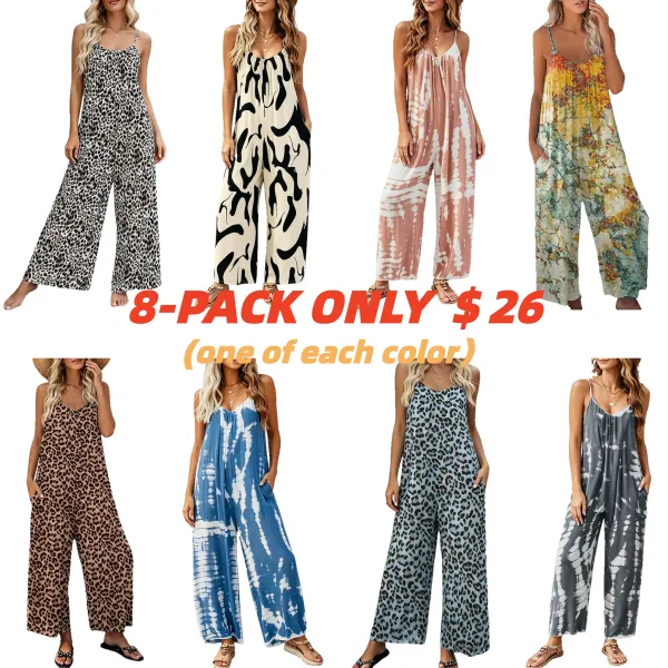 Plus Size Women's Fashion Wide Leg Suspender Jumpsuit