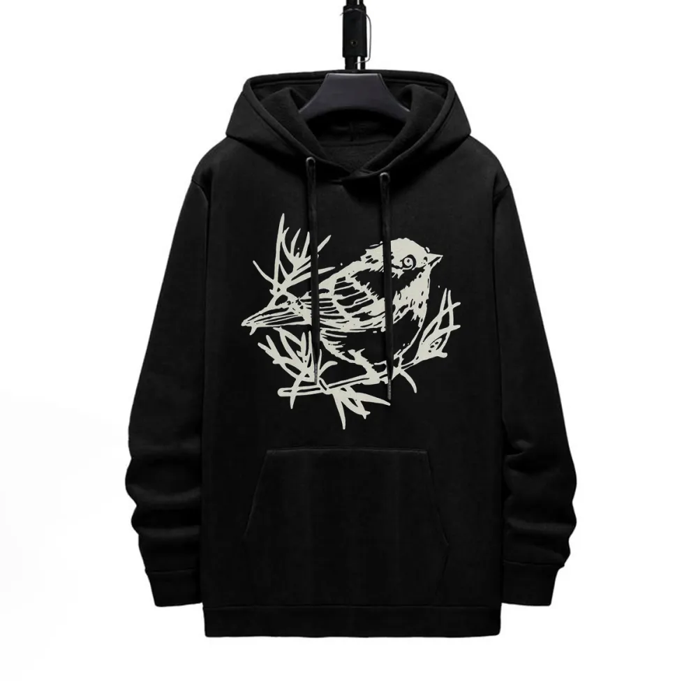 Cute Little Bird Pattern Printed Hoodie