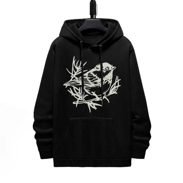 Cute Little Bird Pattern Printed Hoodie