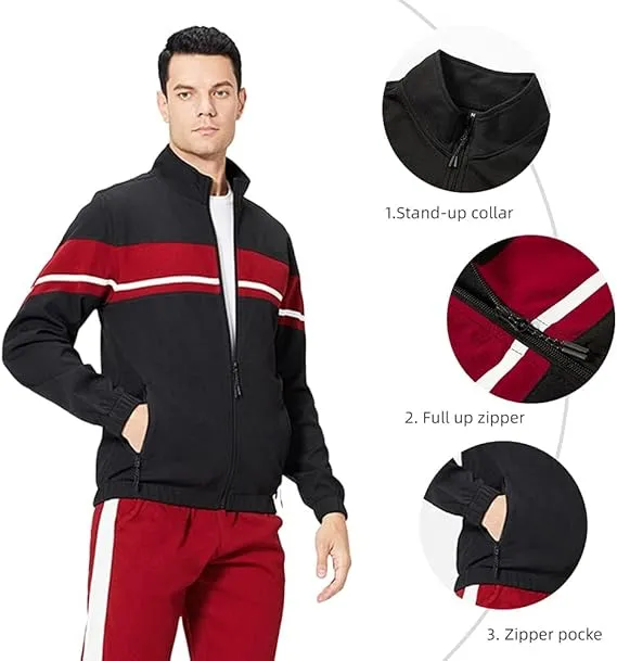 Leading The Better Life Men'S Sweat Suit 2 Piece Outfit Casual Contrast Sports Jogging Tracksuits Set