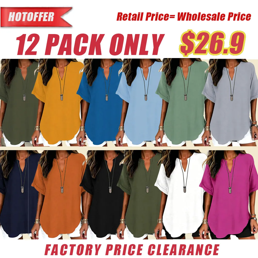 Women's Solid Color Short-Sleeve Shirt