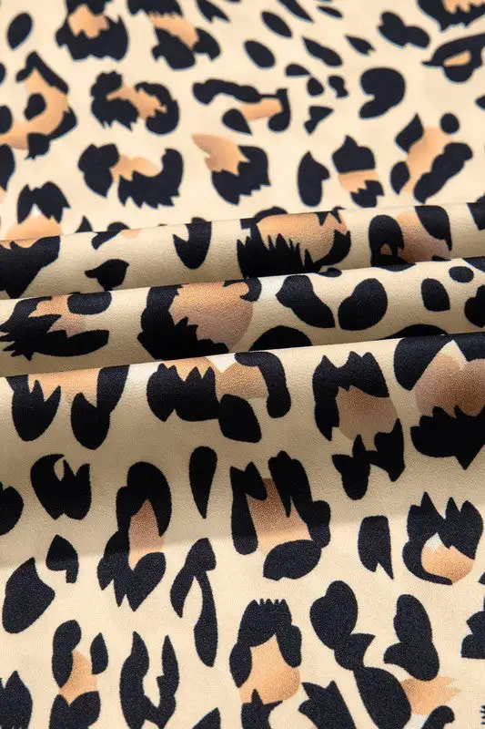 Allover Leopard Print Wide Leg Pants
