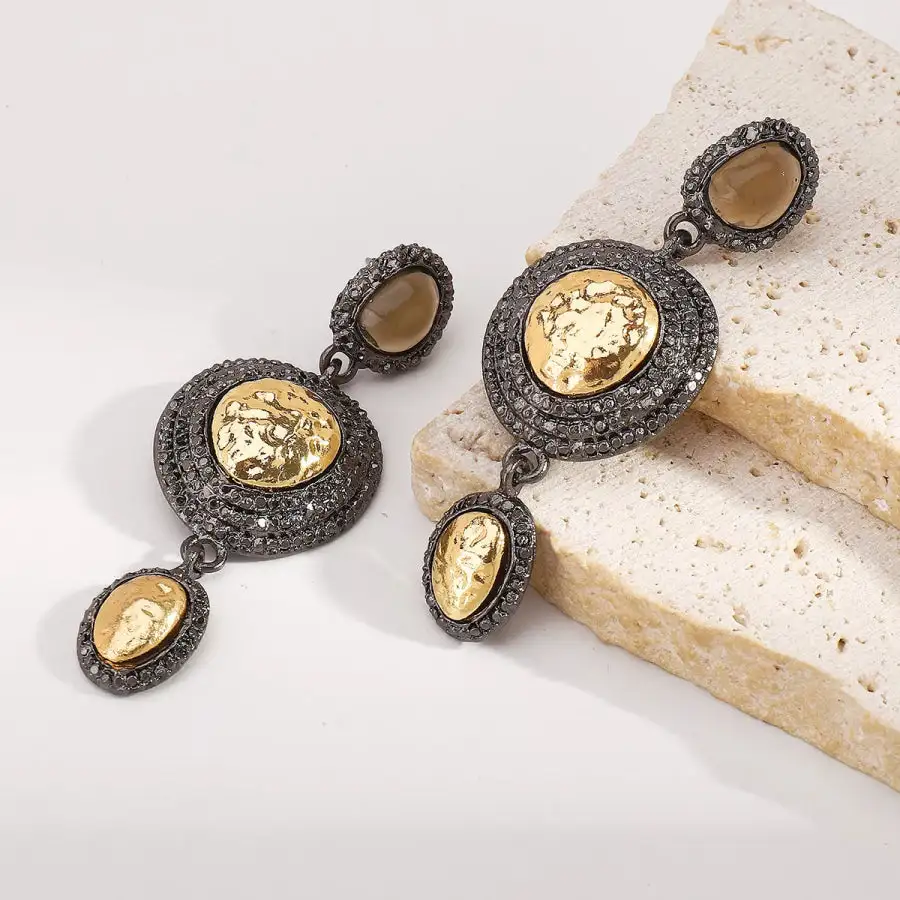 Vintage Inspired Dangle Earrings with Gold Accents
