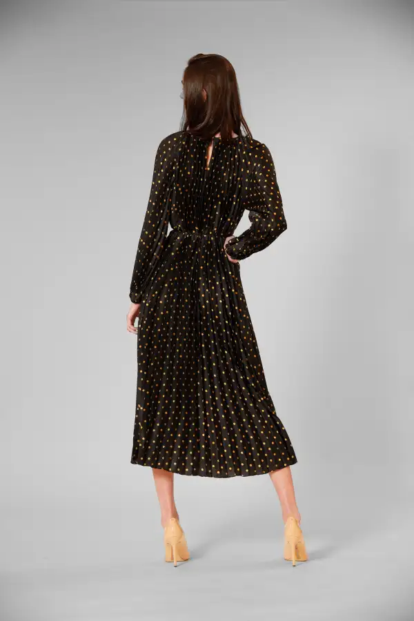 Pleated Waist Tie Maxi Dress