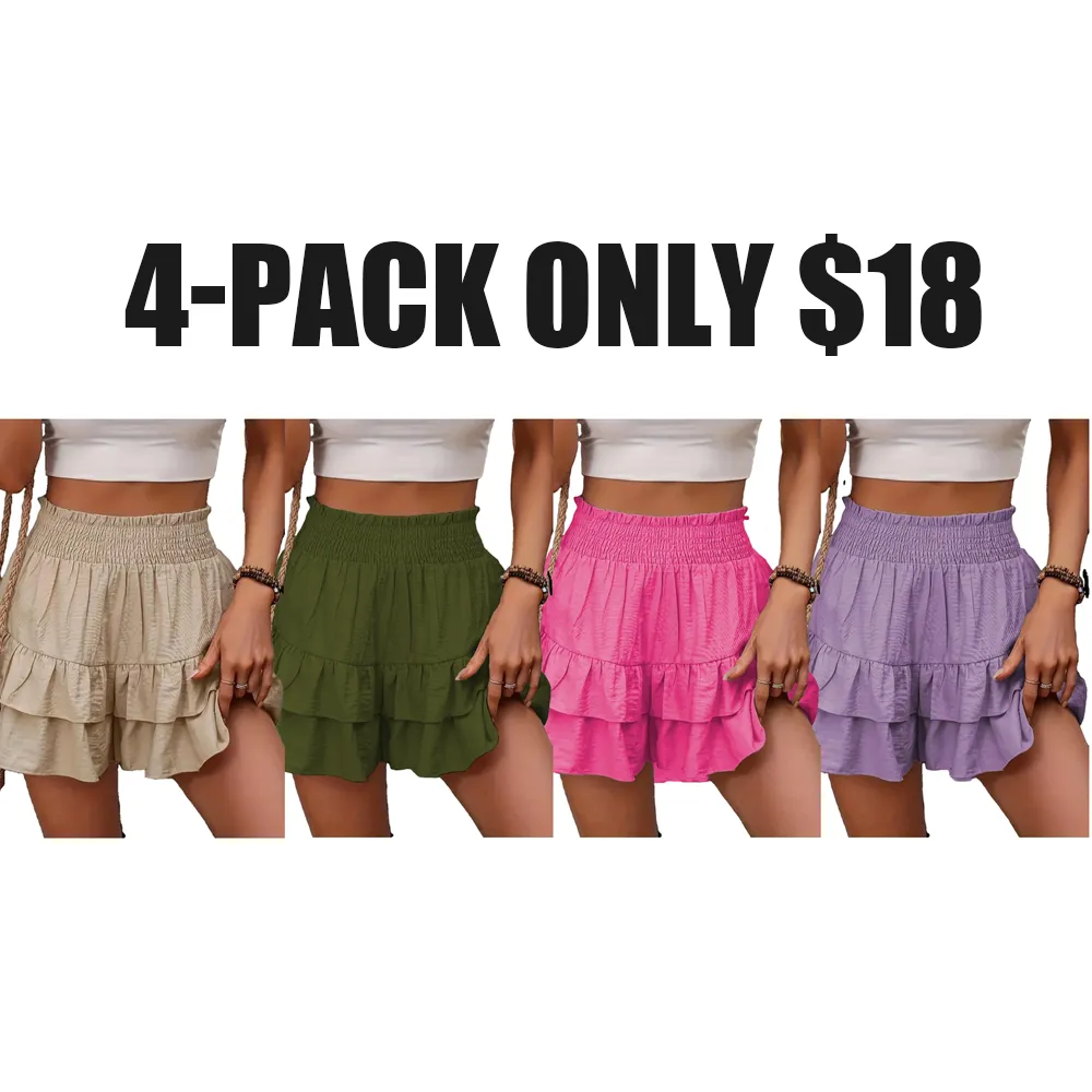 Women's high-waisted shorts with ruffles