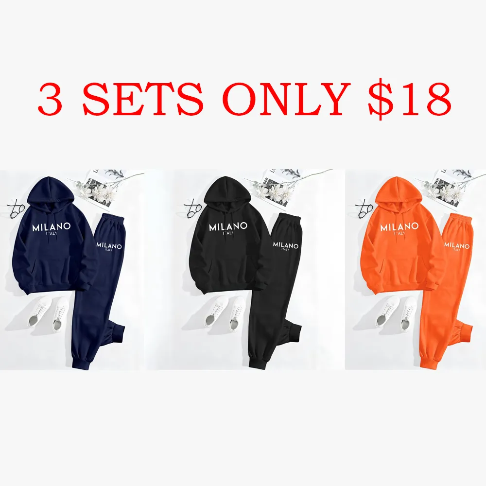 Women’s Milano City Print Hoodie & Track Pants Set – Trendy Fall/Winter Loungewear